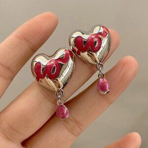 Korean Design Love Heart Earrings For Women Coquette Girl - Drop Earrings